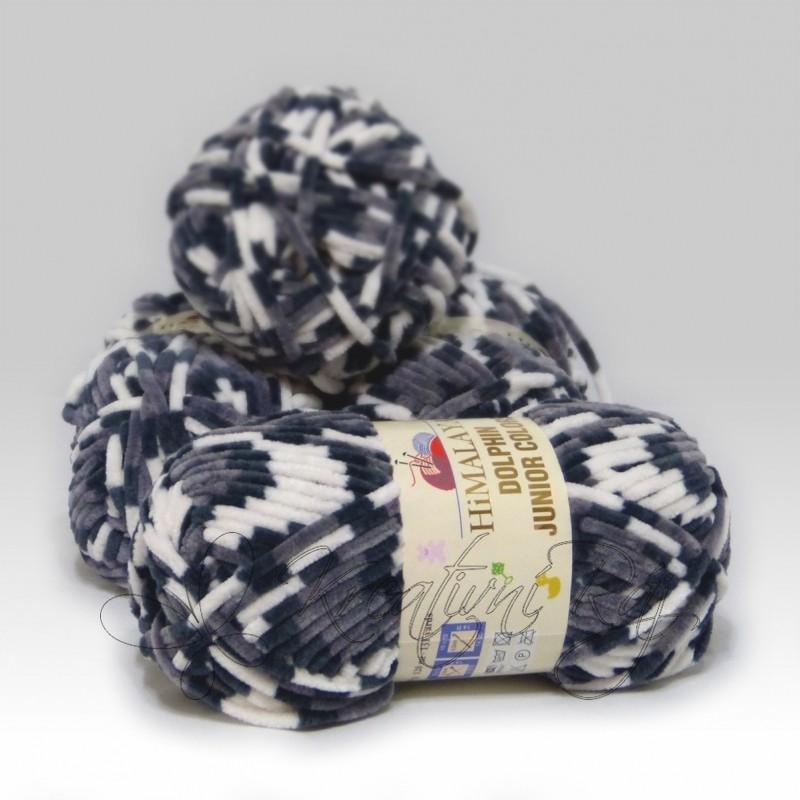 Pletací příze Dolphin Junior Colors (81007) - černo-bílá