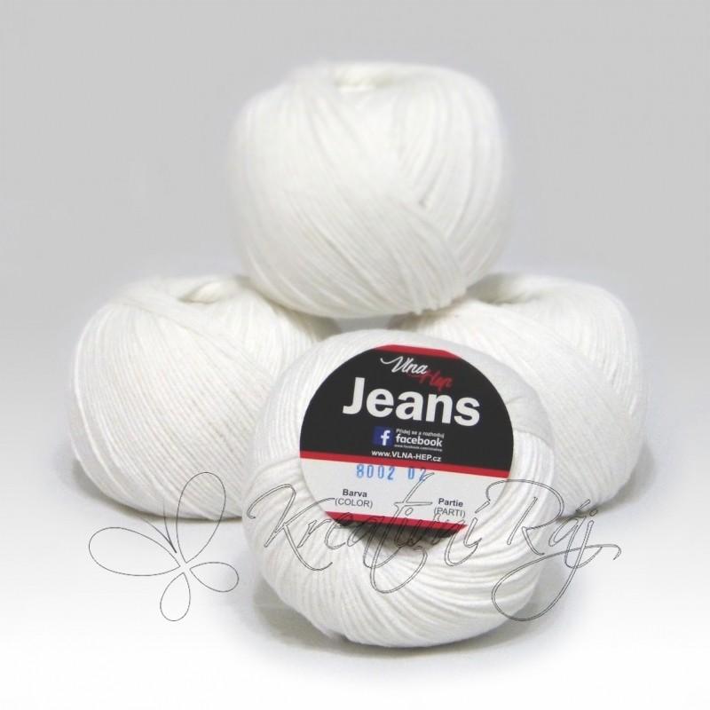 Pletací příze Jeans VH (8002) - bílá
