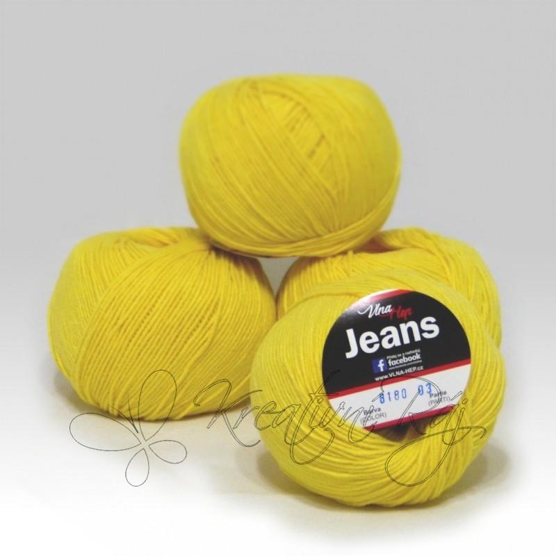 Pletací příze Jeans VH (8180) - žlutá