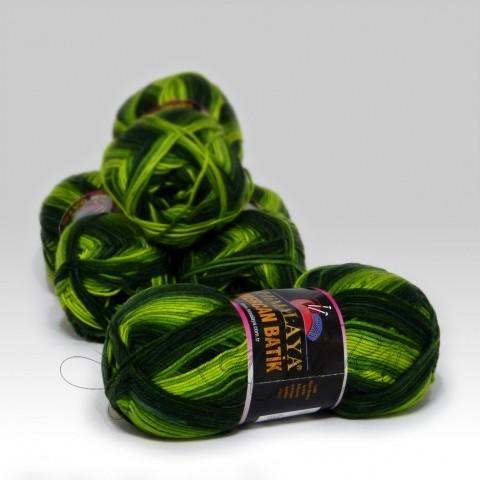 Pletací příze Mercan Batik (59509) - jasně zelený melír