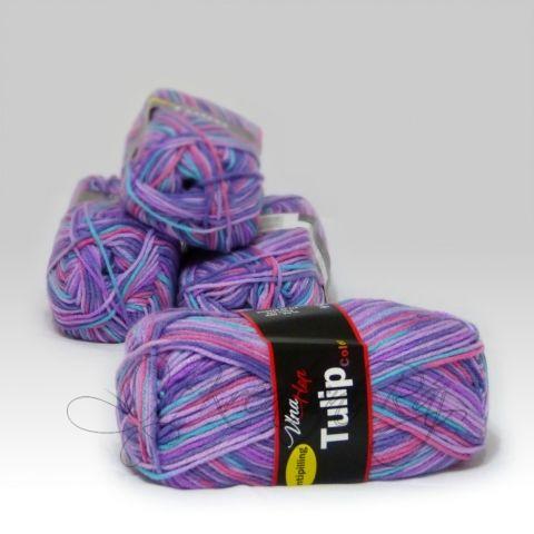 Pletací příze Tulip color (5606) - růžovo-fialový melír
