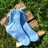 Ručně pletené ponožky, modré kostičky, vel. 33-34