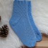 Ručně pletené ponožky, modré kostičky, vel. 33-34