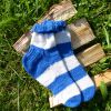 Ručně pletené ponožky, modro bílé, vel. 32-34