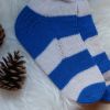 Ručně pletené ponožky, modro bílé, vel. 32-34