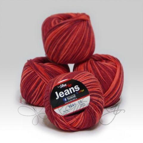 Pletací příze Jeans Color VH (9007) - červeno-oranžová