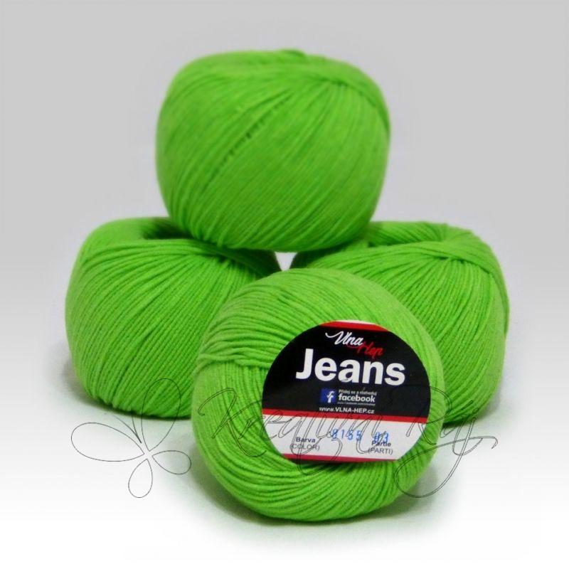 Pletací příze Jeans VH (8155) - jarní zelená
