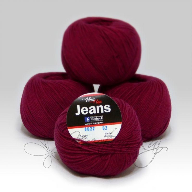 Pletací příze Jeans VH (8022) - vínová
