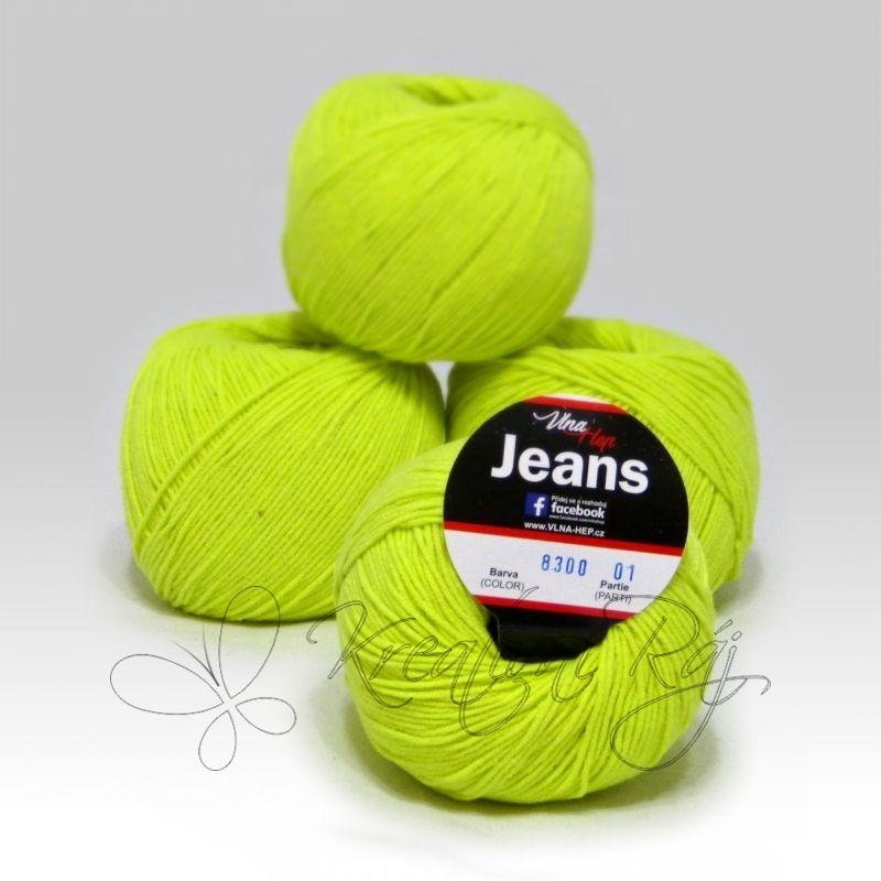Pletací příze Jeans VH (8300) - žluto-zelená