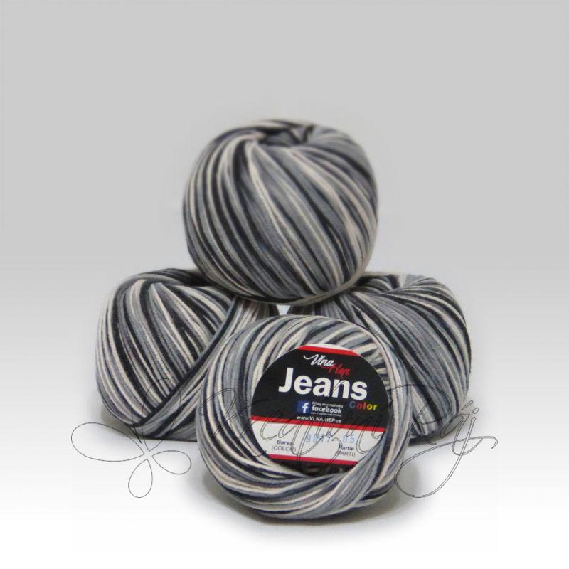 Pletací příze Jeans Color VH (9017) - černo-bílá DOPRODEJ