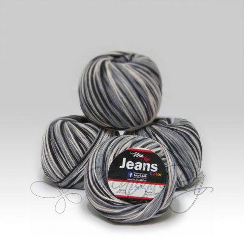 Pletací příze Jeans Color VH (9017) - černo-bílá