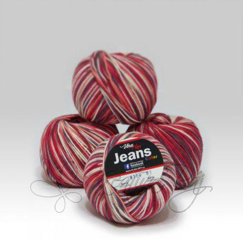 Pletací příze Jeans Color VH (9184) - červeno-vínová