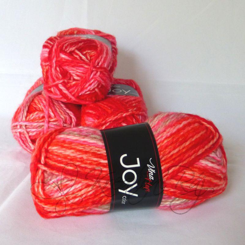 Pletací příze Joy Color (5505) - červený melír
