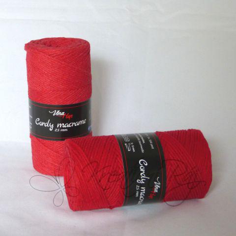 Pletací příze Cordy macrame (8130) - červená jahoda DOPRODEJ