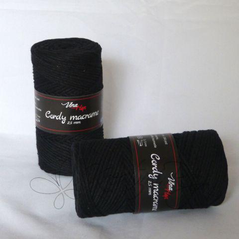 Pletací příze Cordy macrame (8120) - černá DOPRODEJ