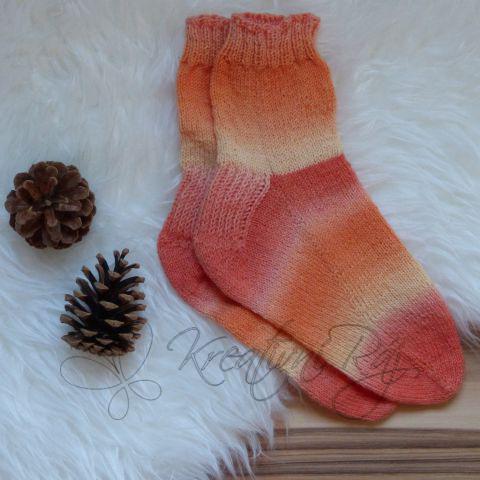 Ručně pletené ponožky, oranžové, vel. 40-42