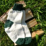 Ručně pletené ponožky, přírodní bílá se zeleným lemem, vel. 38-39