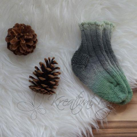 Ručně pletené ponožky, tmavě zelené odstíny, vel. 22-25