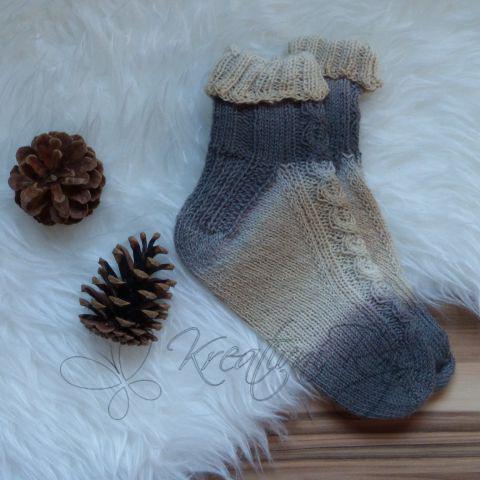 Ručně pletené ponožky, hnědo béžové, vel. 37-38