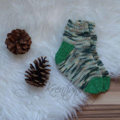 Ručně pletené ponožky, zeleno hnědý melír, vel. 30-32