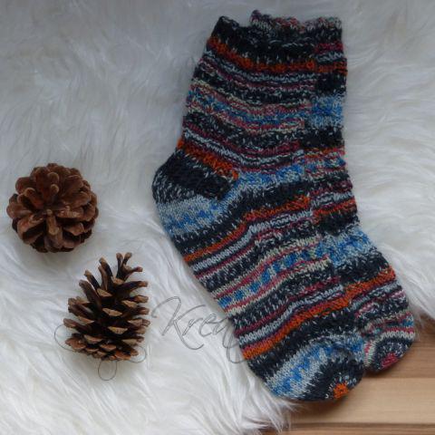 Ručně pletené ponožky, tmavé barvy, vel. 26-28