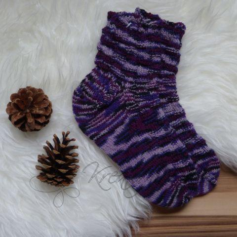 Ručně pletené ponožky, fialový melír, vel. 38-40
