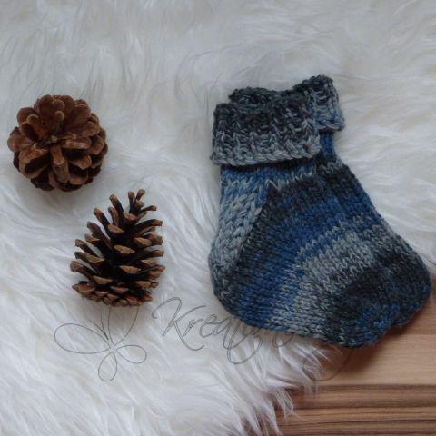 Ručně pletené ponožky, tmavě modré, vel. 27-30