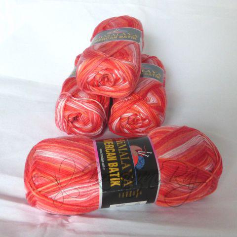Pletací příze Mercan Batik (59535) - červený melír