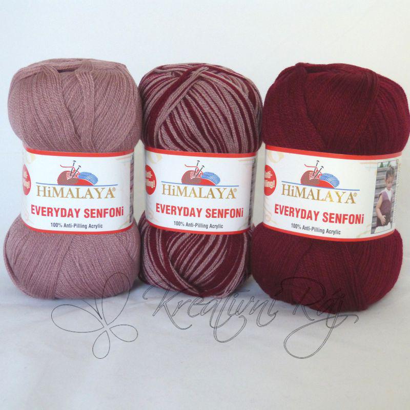 Pletací příze Everyday Senfoni (71019) - starorůžová-vínová DOPRODEJ