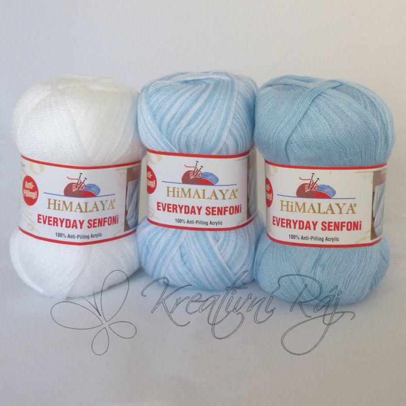 Pletací příze Everyday Senfoni (71003) - bílá-světle modrá DOPRODEJ