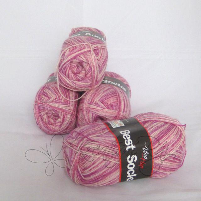 Pletací příze Best Socks 4-fach (7113) - růžový melír