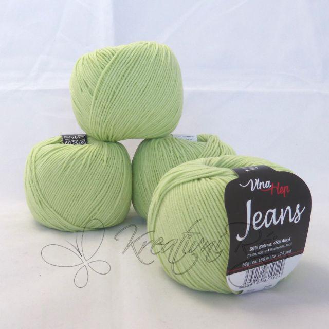 Pletací příze Jeans VH (8158) - světlá jarní zelená