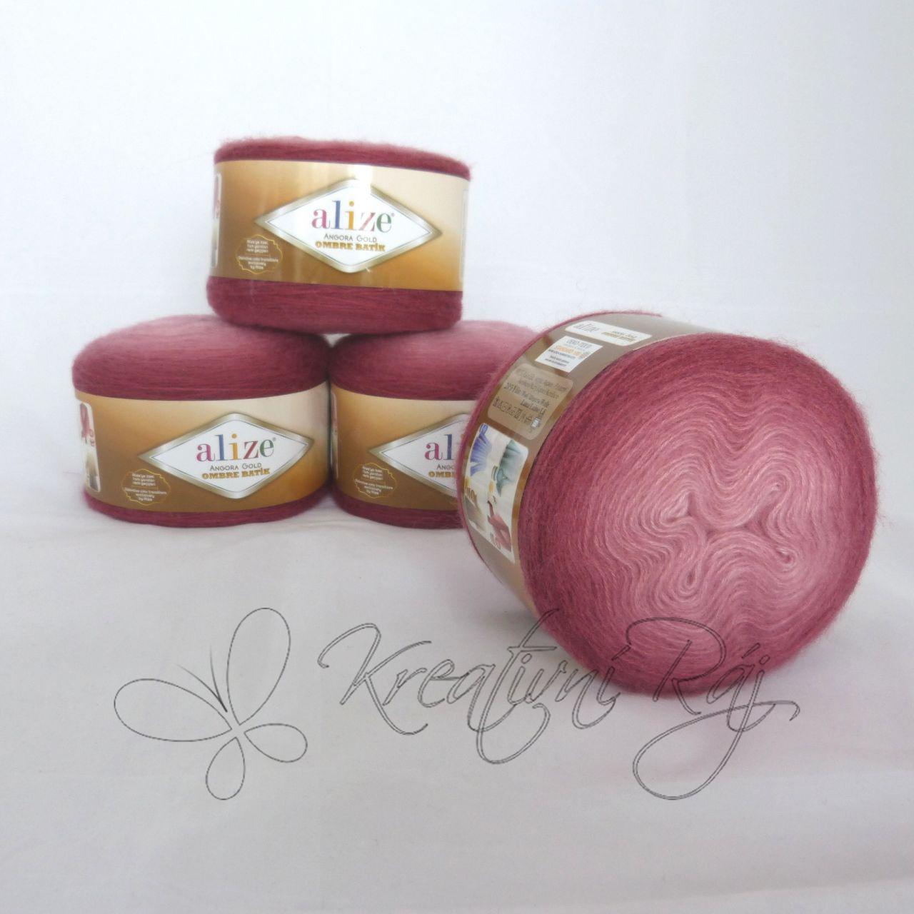 Pletací příze Angora Gold ombre batik (7247) - růžovo-červená DOPRODEJ