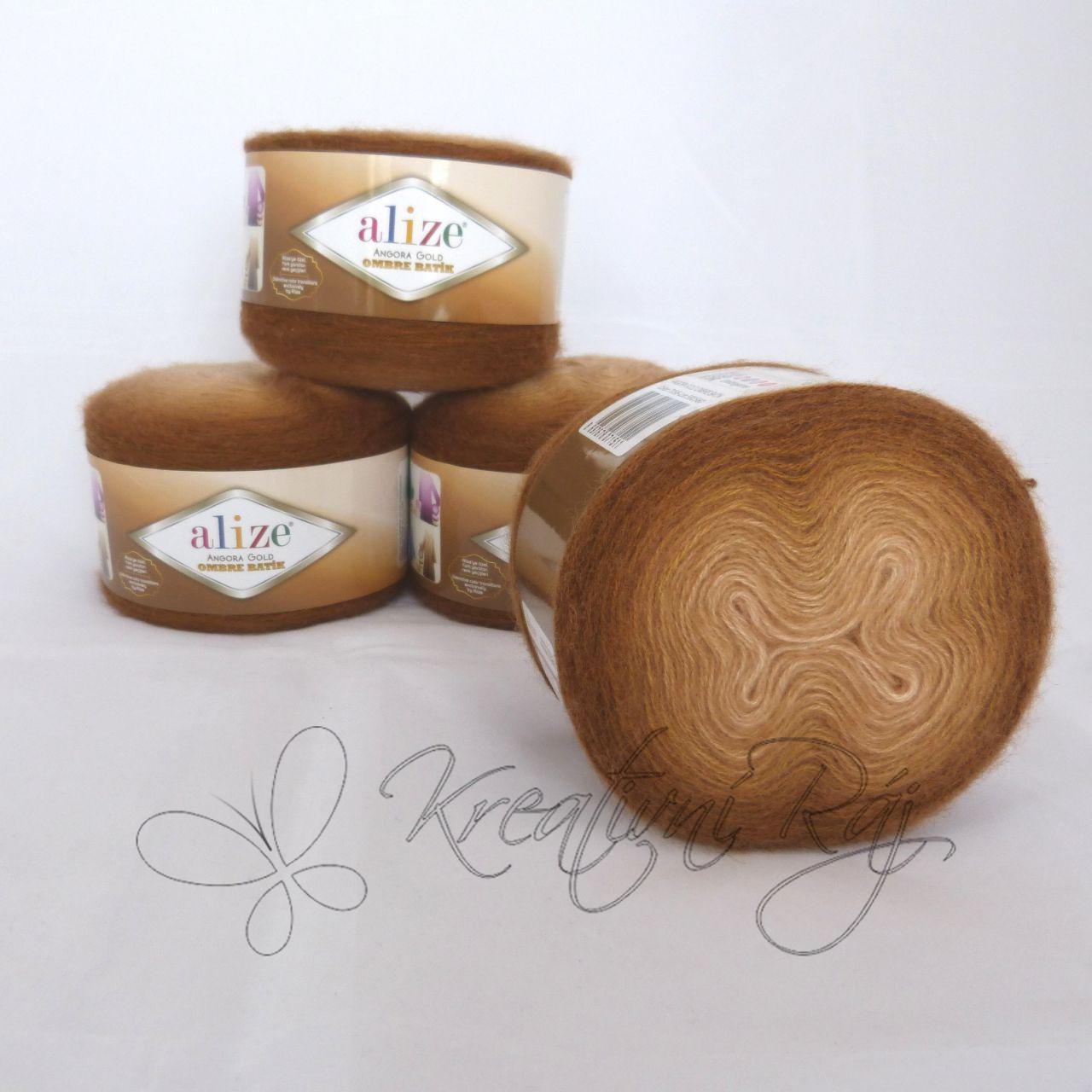 Pletací příze Angora Gold ombre batik (7356) - hnědá DOPRODEJ