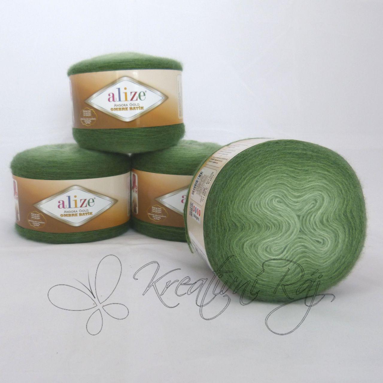 Pletací příze Angora Gold ombre batik (7297) - zelená DOPRODEJ