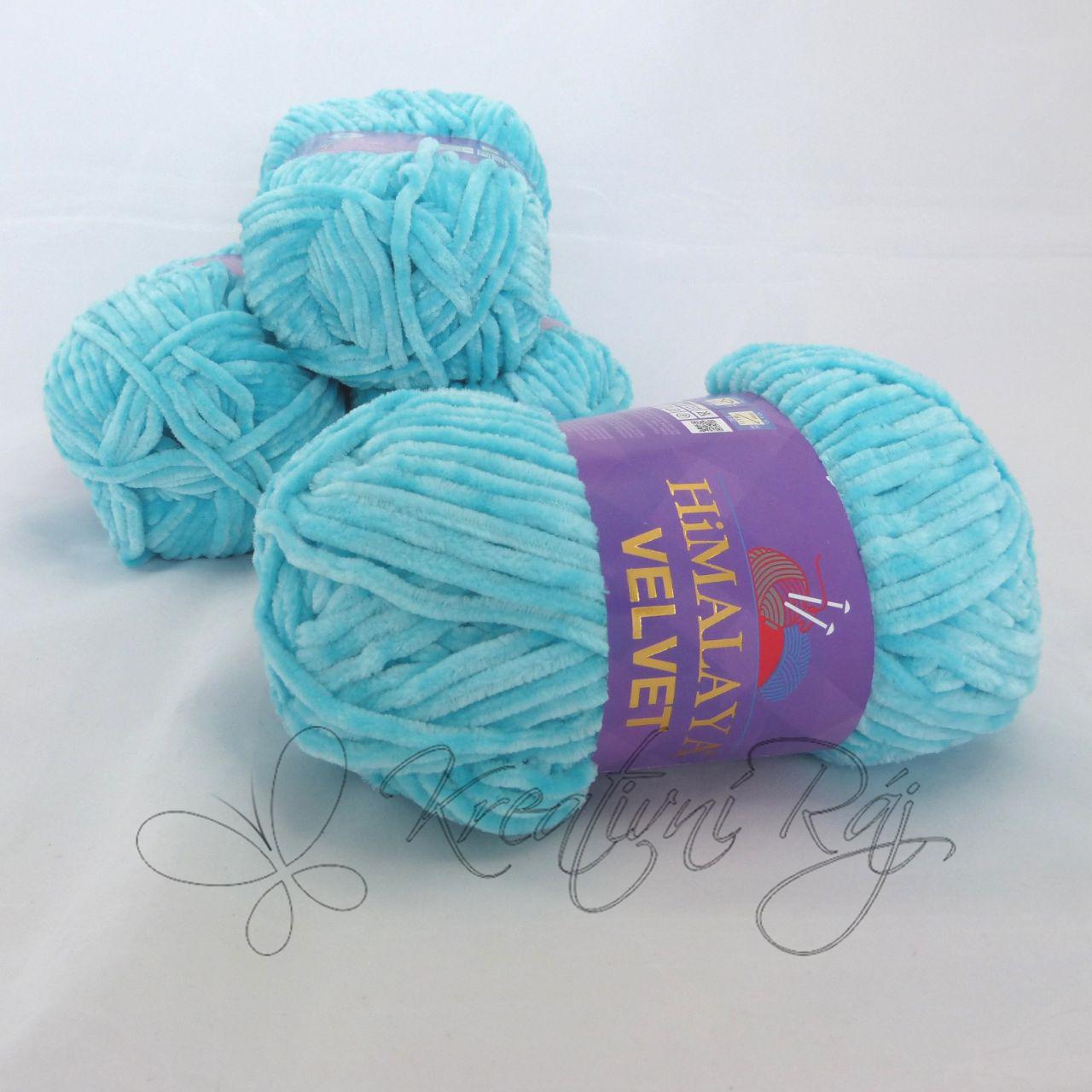 Pletací příze Velvet (90035) - světlá tyrkysová DOPRODEJ