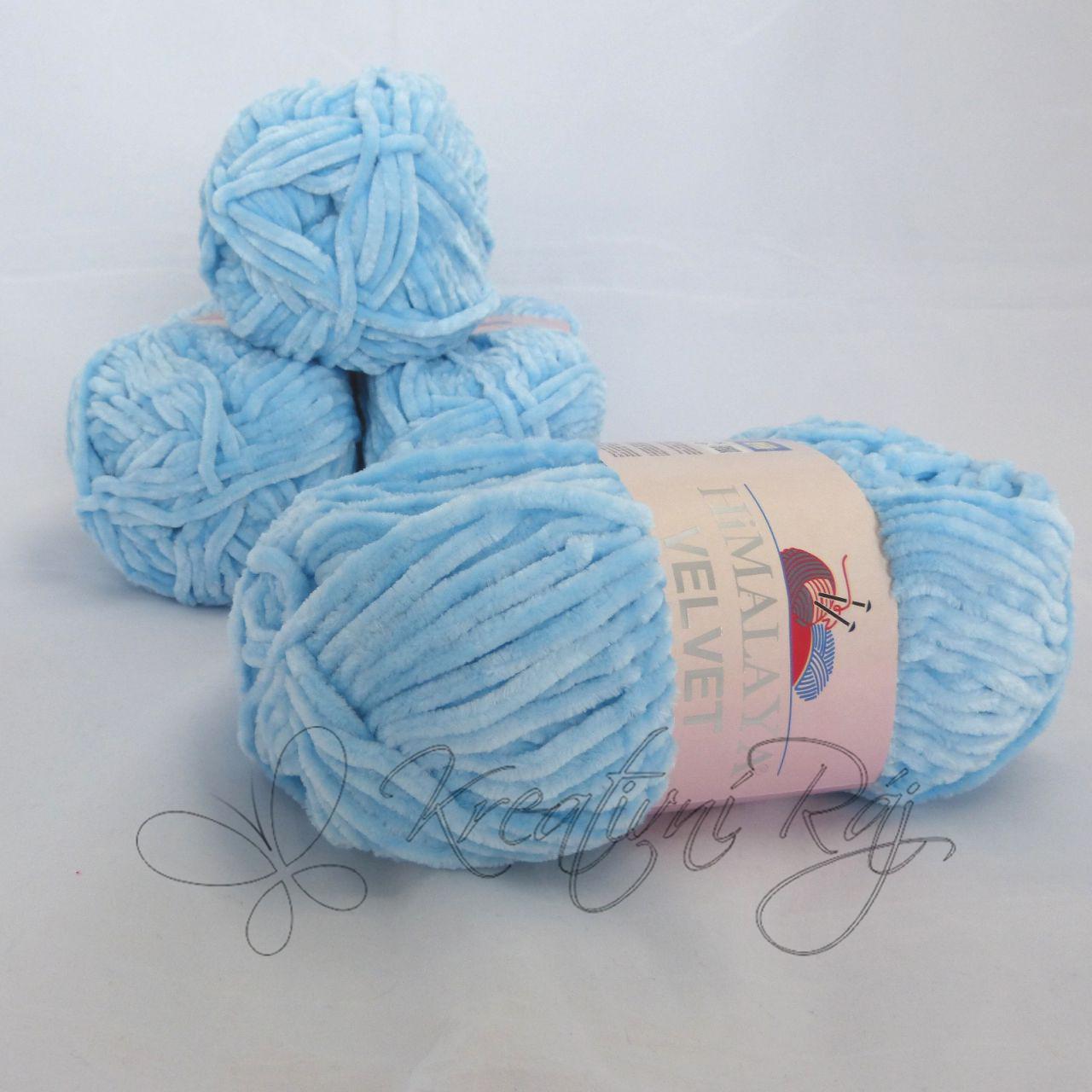 Pletací příze Velvet (90006) - světle modrá DOPRODEJ