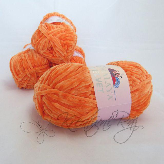 Pletací příze Velvet (90016) - oranžová DOPRODEJ