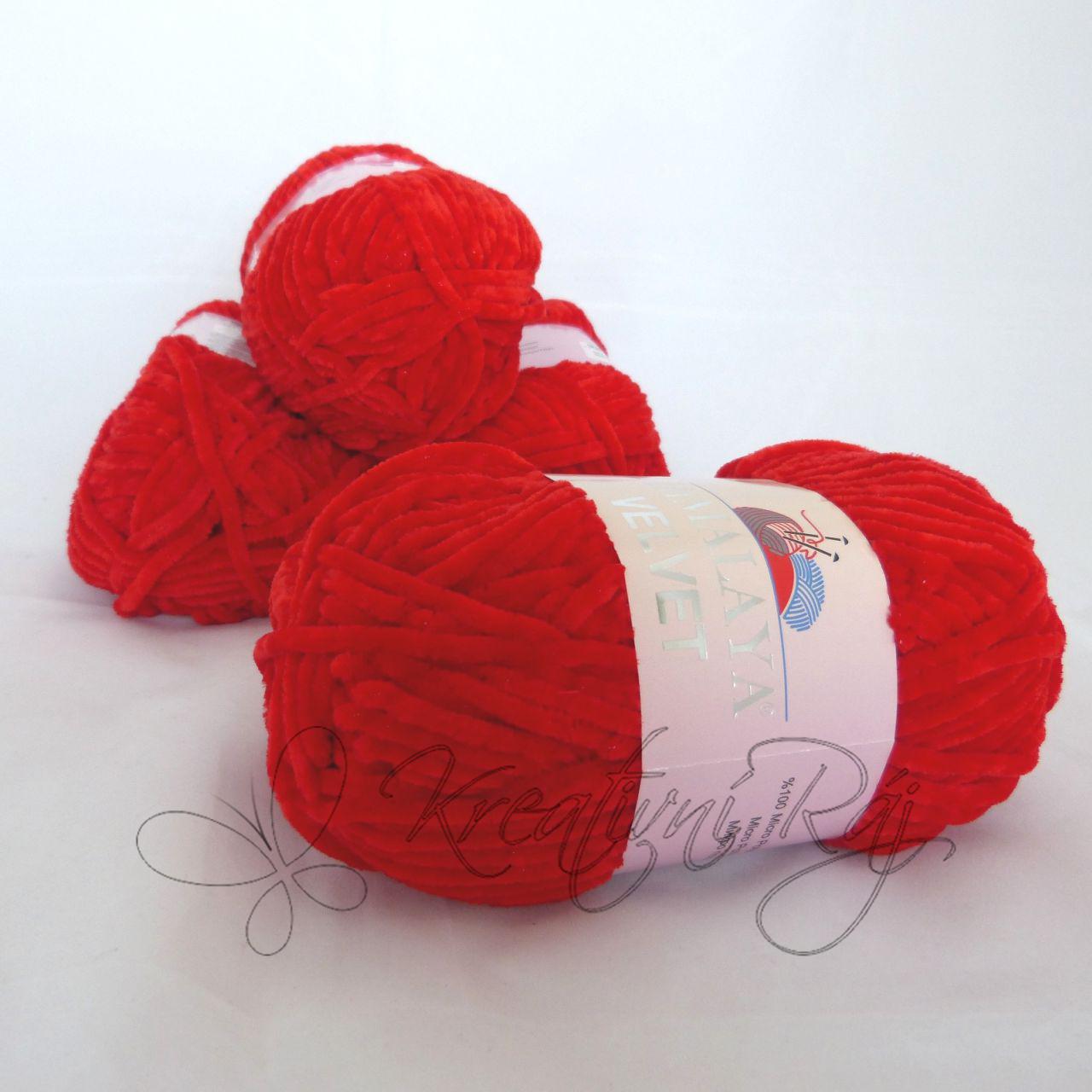 Pletací příze Velvet (90018) - červená DOPRODEJ