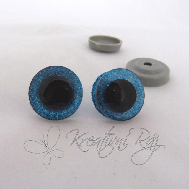 Bezpečnostní očka glitrová 25 mm modrá - pár