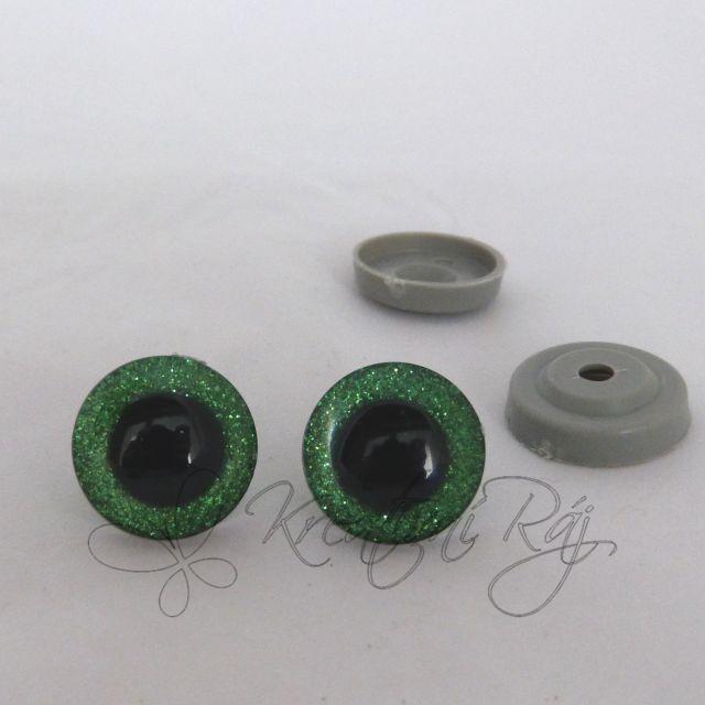 Bezpečnostní očka glitrová 25 mm zelená - pár