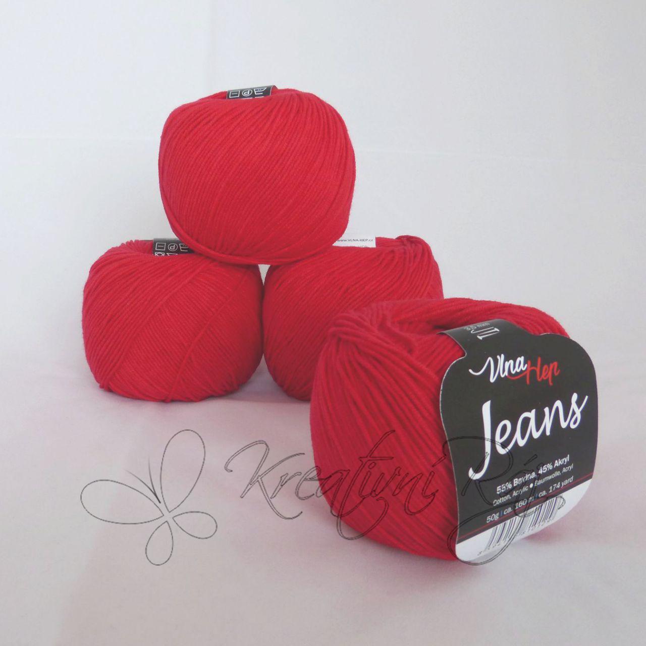 Pletací příze Jeans VH (8009) - sytě červená
