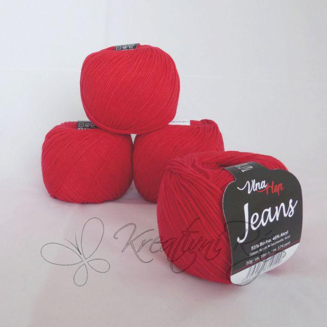 Pletací příze Jeans VH (8009) - sytě červená