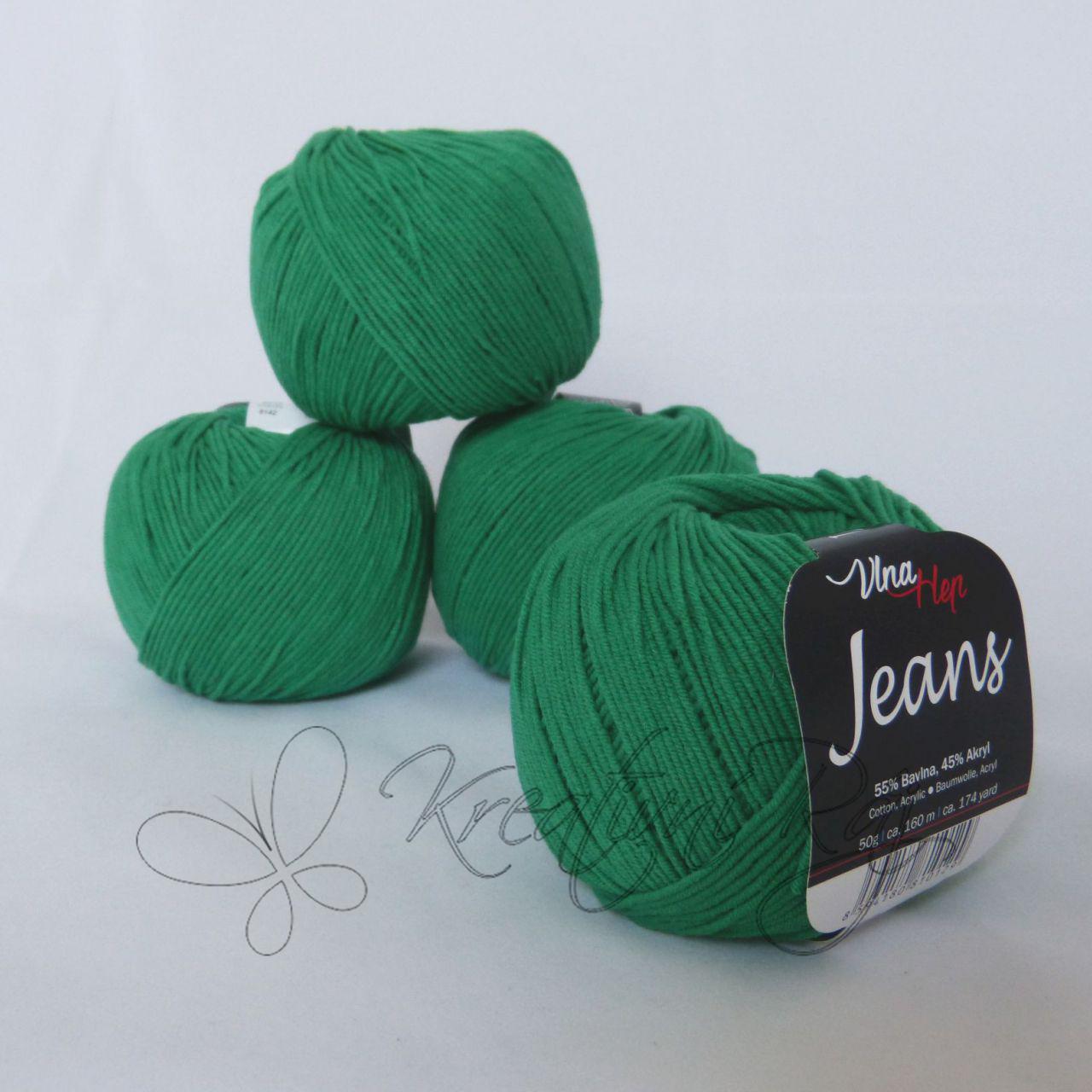 Pletací příze Jeans VH (8142) - lesní zelená