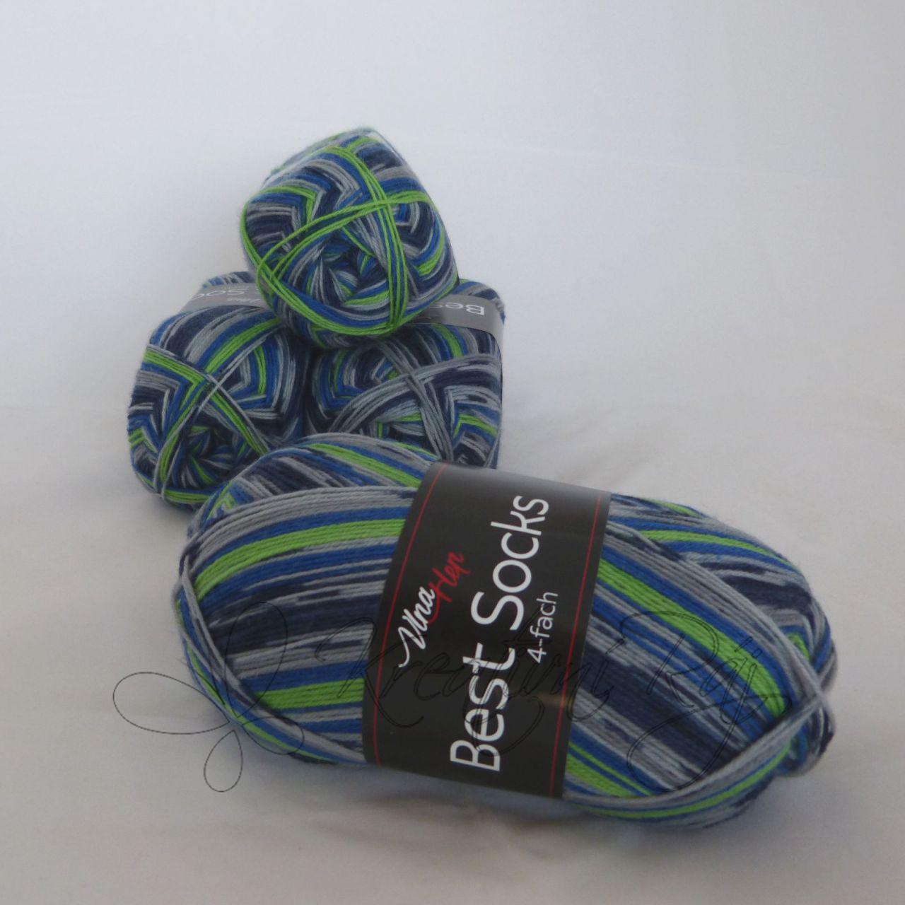 Pletací příze Best Socks 4-fach (7314) - šedo-zelený melír