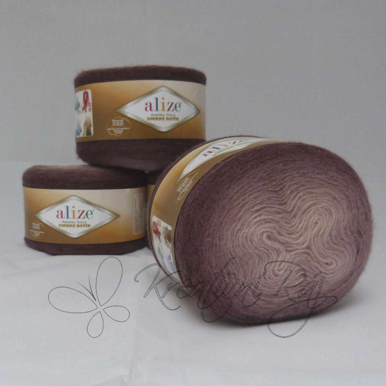 Pletací příze Angora Gold ombre batik (7295) - hnědo-béžová DOPRODEJ