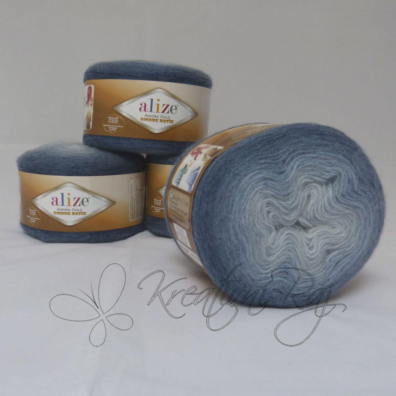 Pletací příze Angora Gold ombre batik (7362) - šedo-modrá DOPRODEJ