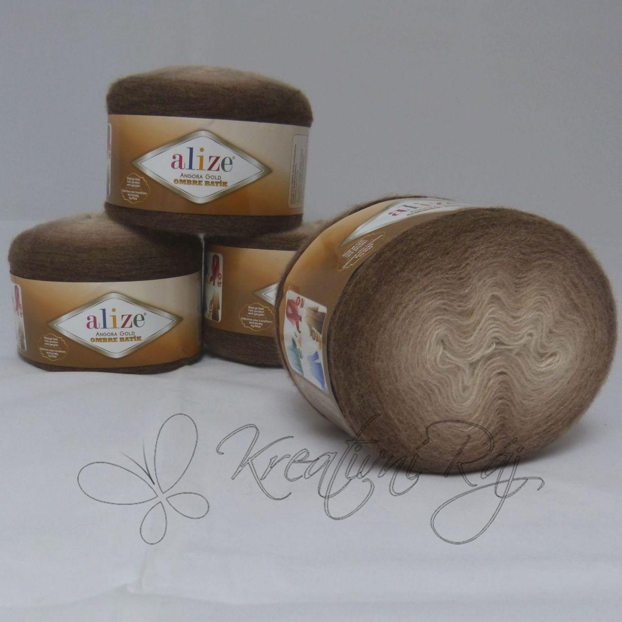 Pletací příze Angora Gold ombre batik (7243) - béžová DOPRODEJ