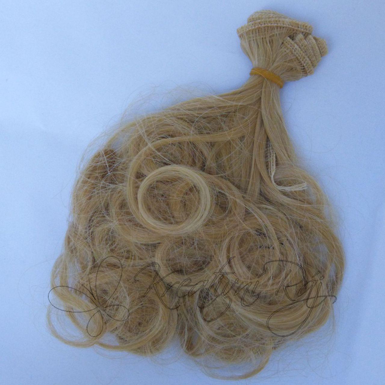 Umělé vlasy na panenku - blond vlnité