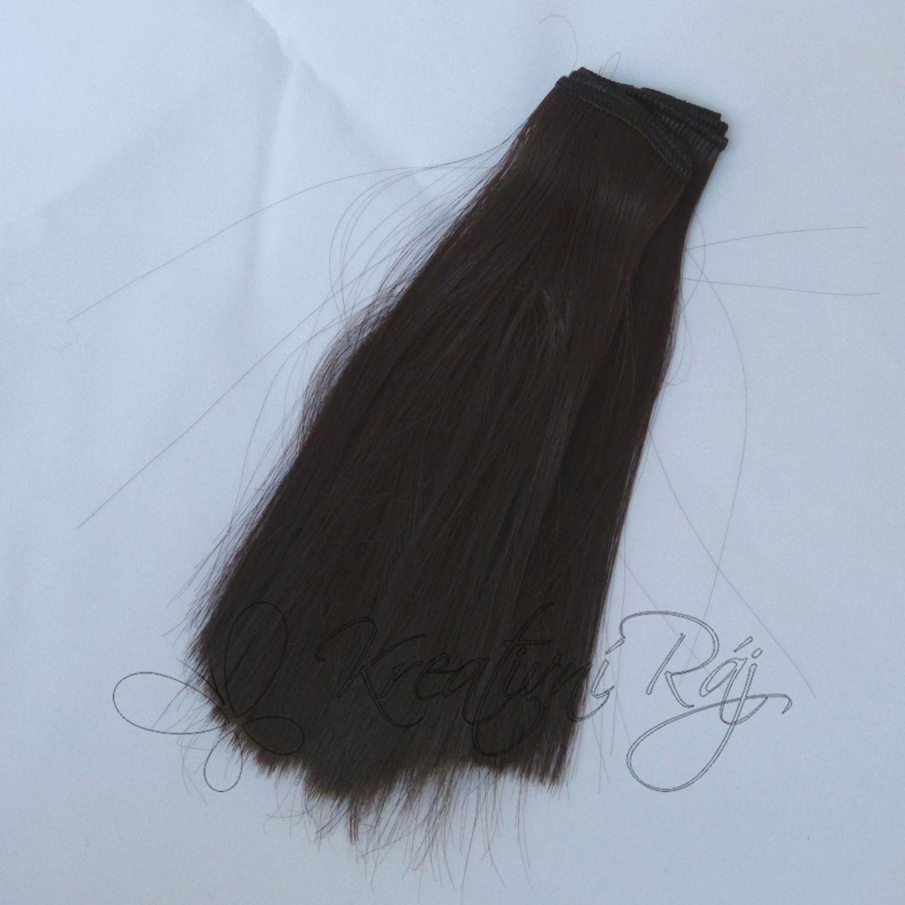 Umělé vlasy na panenku - tmavě hnědé rovné